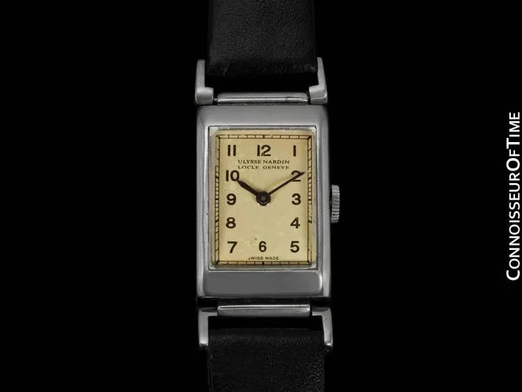 1930's Ulysse Nardin Mens Vintage Rectangular Dress Watch - Staybrite Stainless Steel