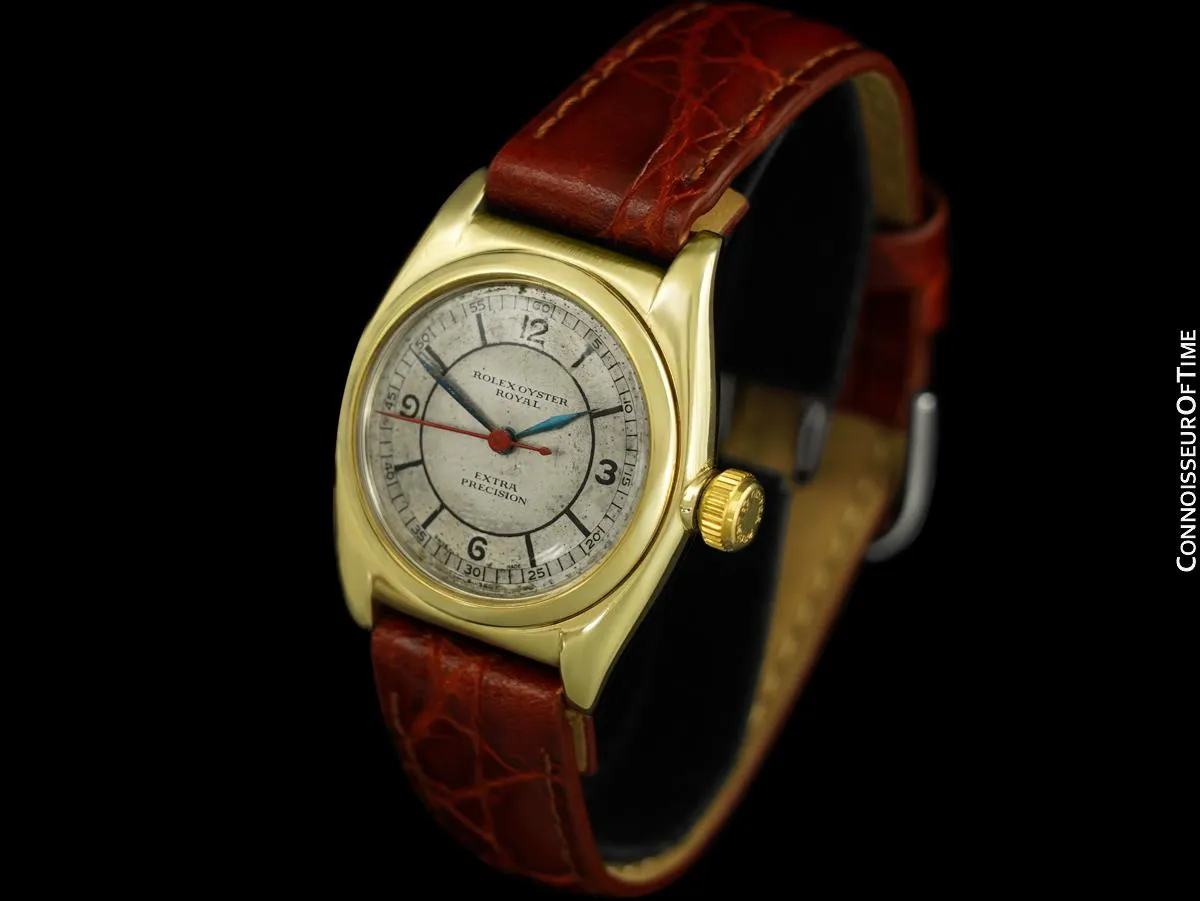 1934 Rolex Early Oyster Vintage Mens Watch with Sector Dial - 9K Gold