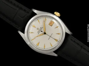 1953 Rolex Oysterdate Vintage Mens Handwound Watch with Red Date - Stainless Steel & 18K Gold