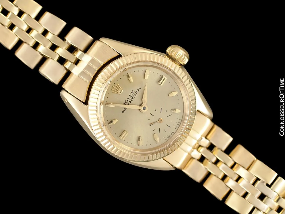 1960 Rolex Vintage Ladies Oyster Perpetual Champagne Dial Watch - 18K Gold