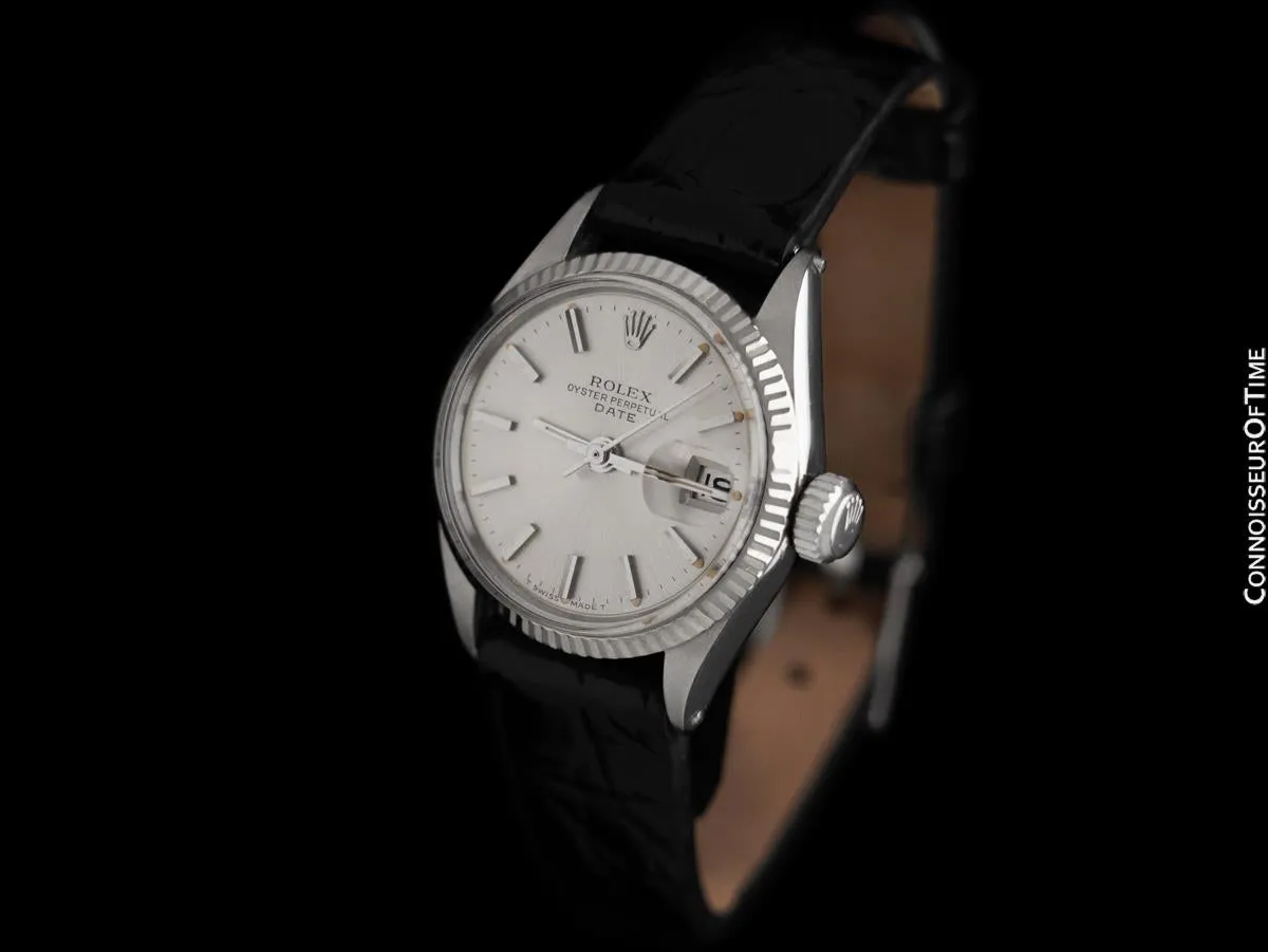 1963 Rolex Date/Datejust Ladies Vintage Watch with Silver Dial - Stainless Steel & 18K White Gold