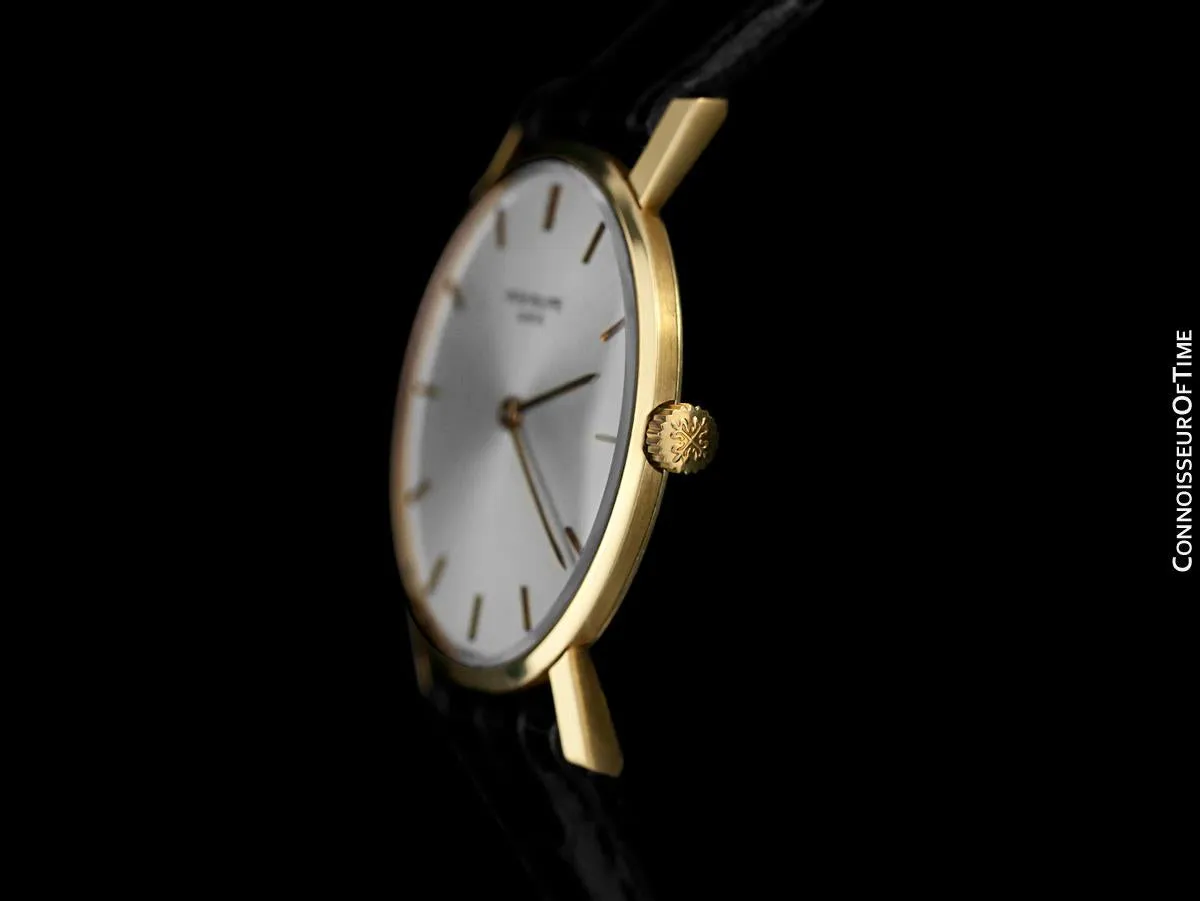1965 Patek Philippe Vintage Mens Midsize "Ultra Thin" Wristwatch, Ref. 3470 - 18K Gold
