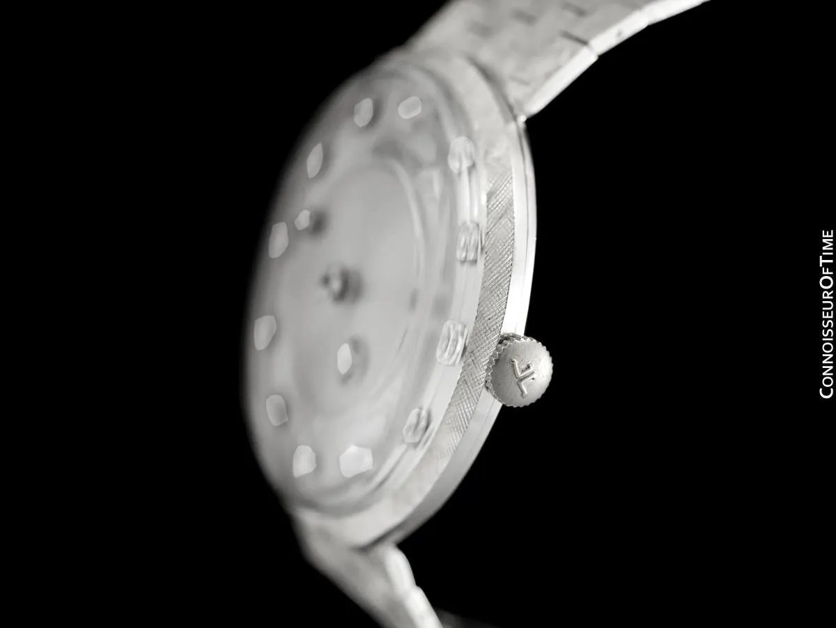 1966 Jaeger-LeCoultre Vintage Mens Mystery Dial Watch - 14K White Gold & Diamonds