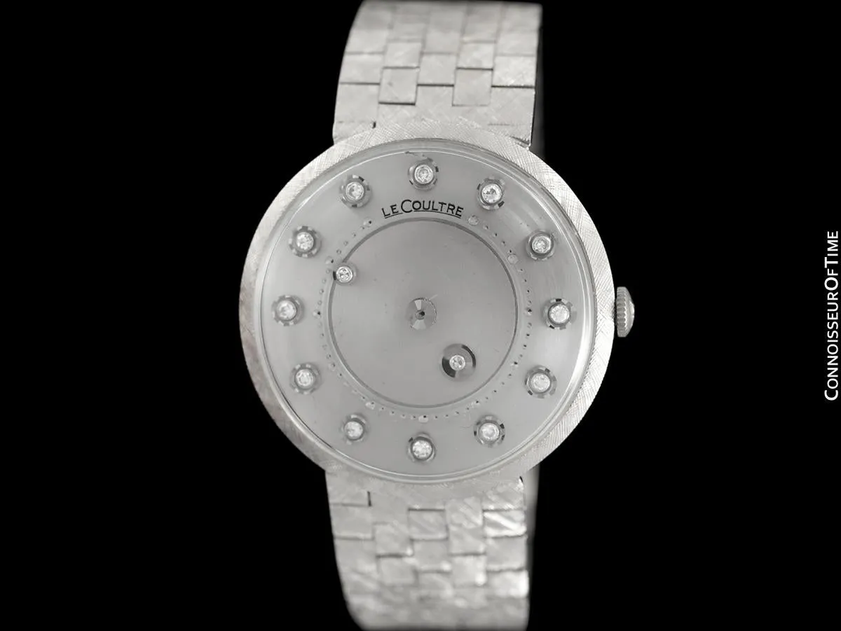 1966 Jaeger-LeCoultre Vintage Mens Mystery Dial Watch - 14K White Gold & Diamonds