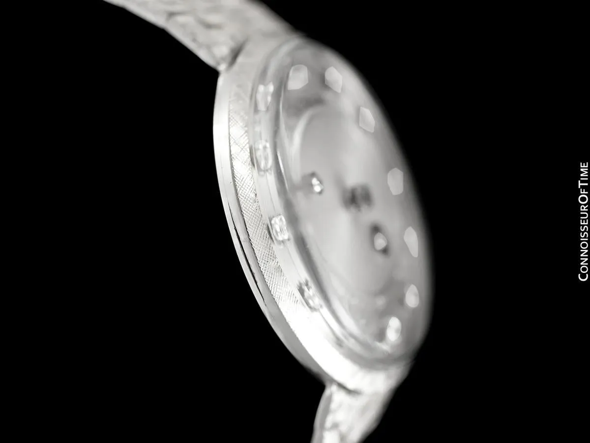 1966 Jaeger-LeCoultre Vintage Mens Mystery Dial Watch - 14K White Gold & Diamonds