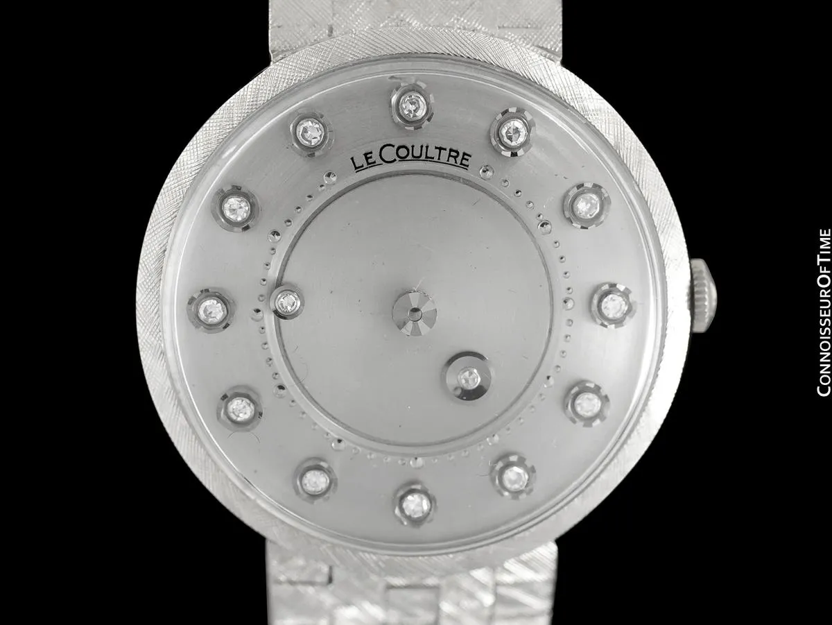 1966 Jaeger-LeCoultre Vintage Mens Mystery Dial Watch - 14K White Gold & Diamonds