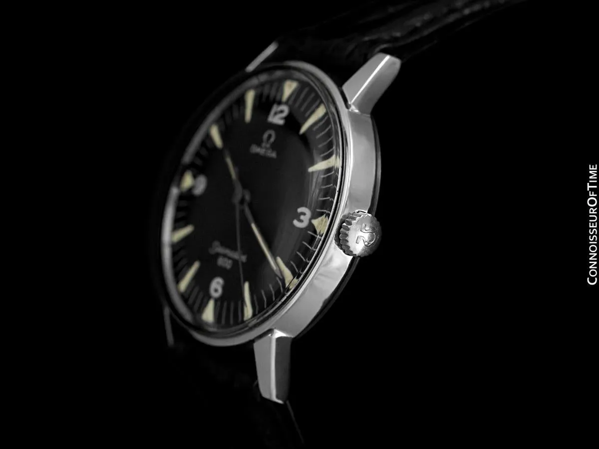 1967 Omega Seamaster 600 Vintage Mens Handwound Watch with Military Style Dial - Stainless Steel