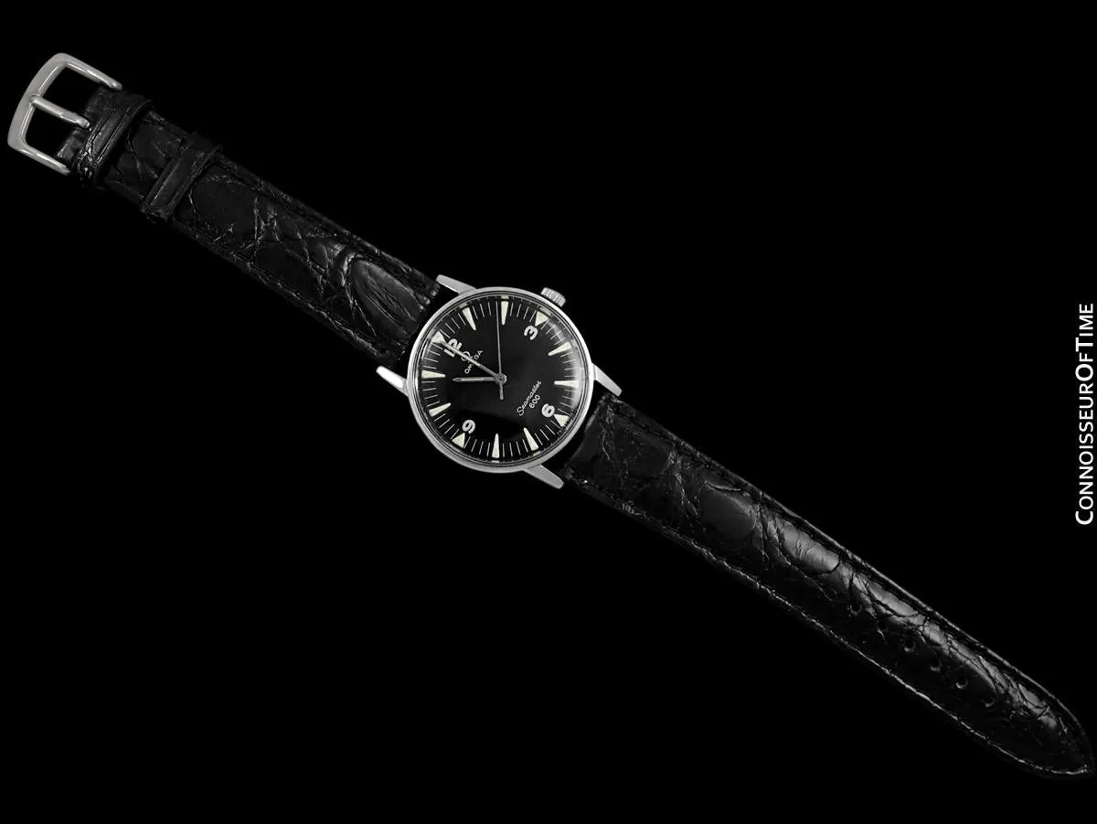 1967 Omega Seamaster 600 Vintage Mens Handwound Watch with Military Style Dial - Stainless Steel