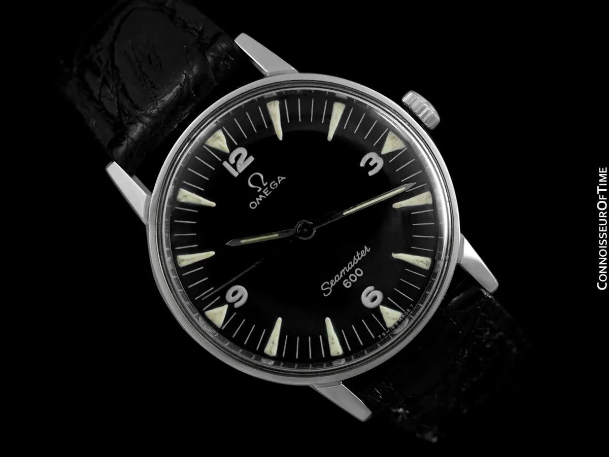 1967 Omega Seamaster 600 Vintage Mens Handwound Watch with Military Style Dial - Stainless Steel