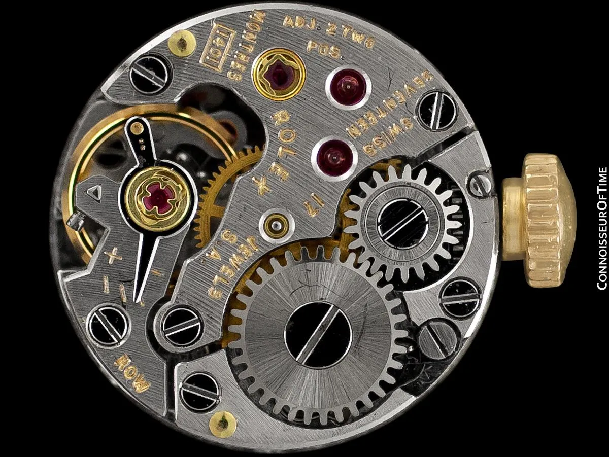 1970's Rolex Vintage Ladies Dress Bracelet Watch - 14K Gold, Diamonds & Rubies