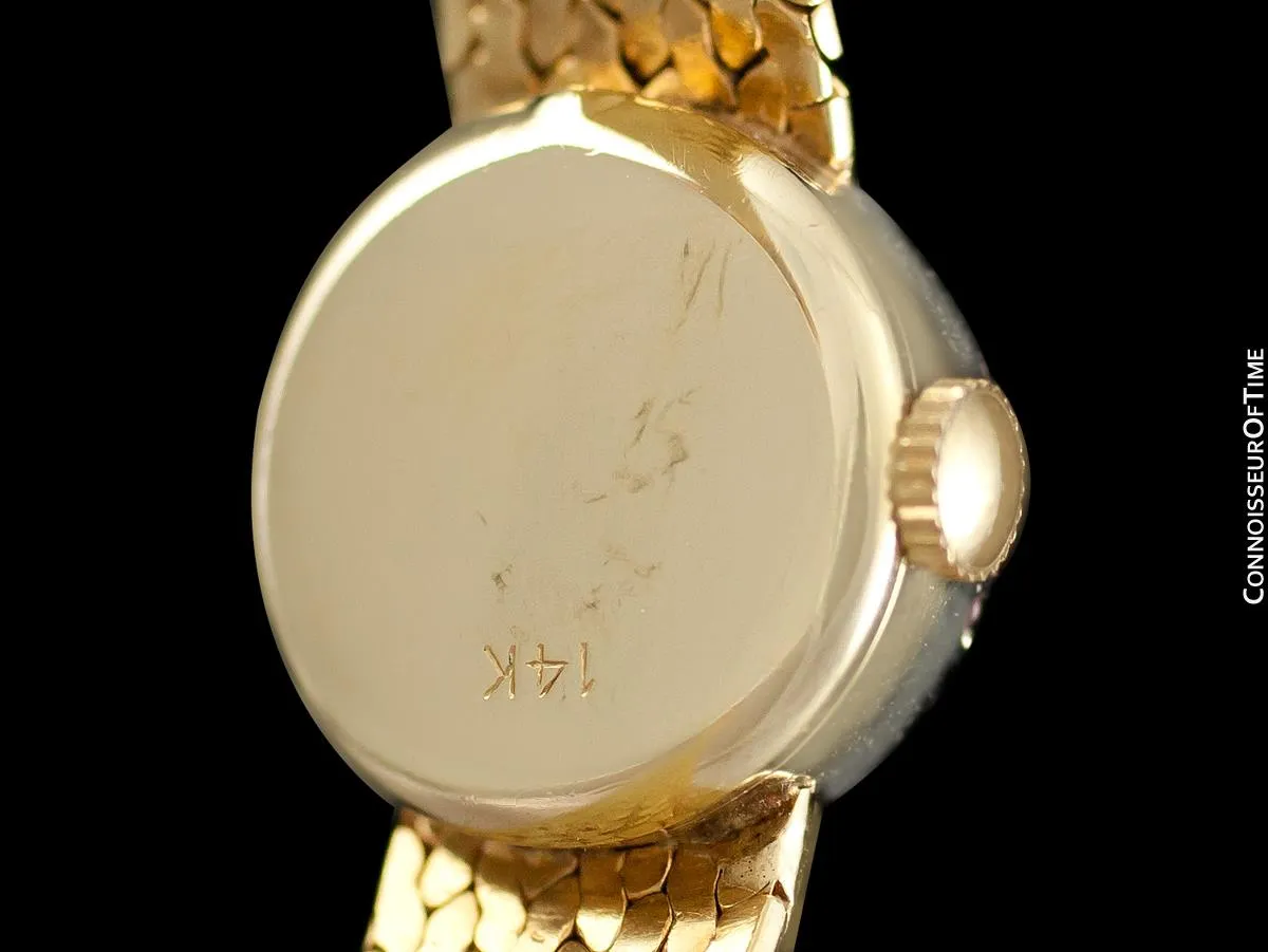 1970's Rolex Vintage Ladies Dress Bracelet Watch - 14K Gold, Diamonds & Rubies