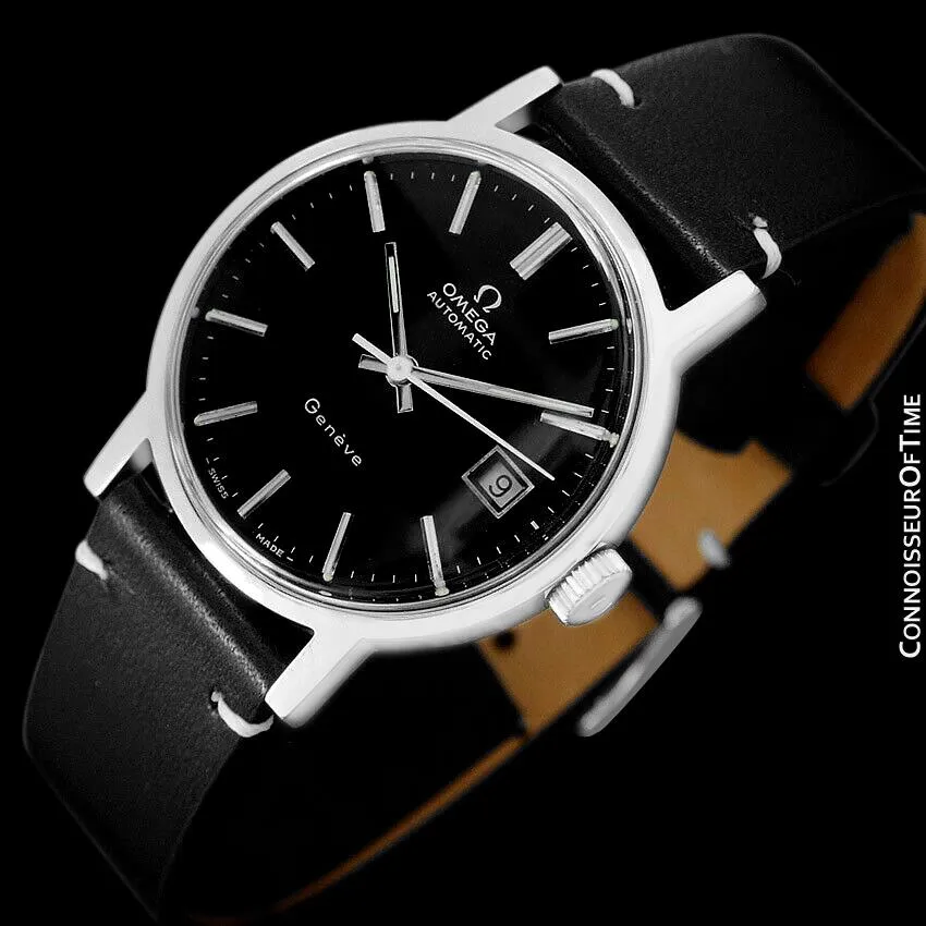 1973 Omega Geneve Vintage Mens Automatic Watch with Quick-Setting Date - Stainless Steel