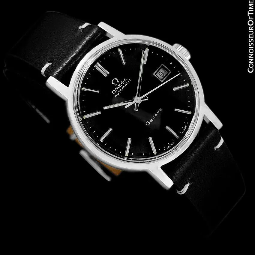 1973 Omega Geneve Vintage Mens Automatic Watch with Quick-Setting Date - Stainless Steel
