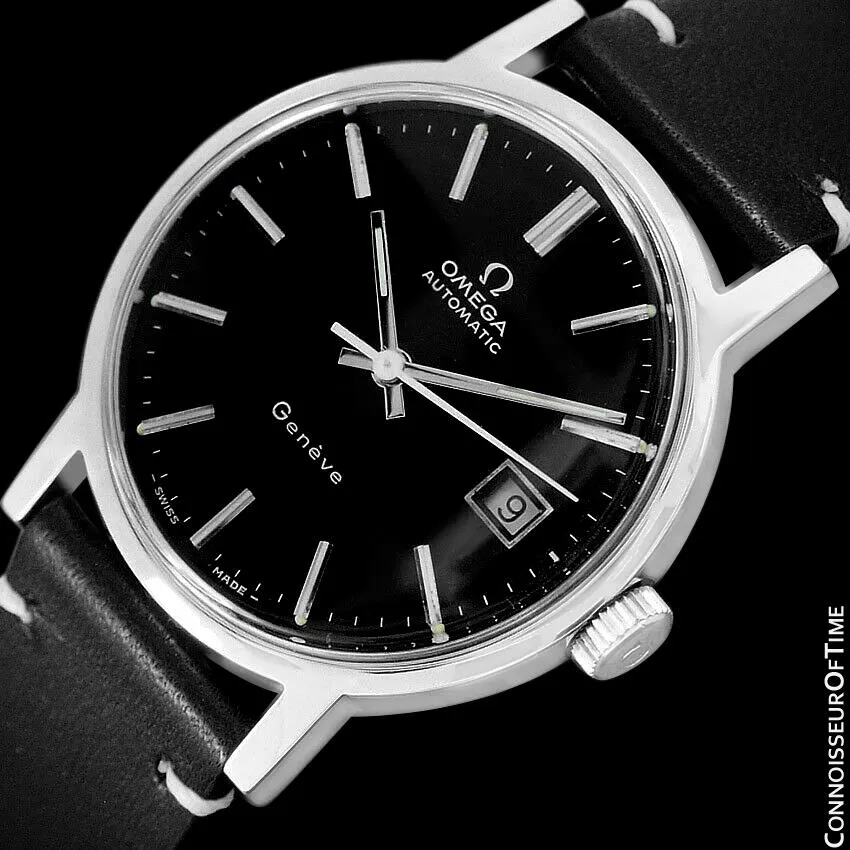 1973 Omega Geneve Vintage Mens Automatic Watch with Quick-Setting Date - Stainless Steel