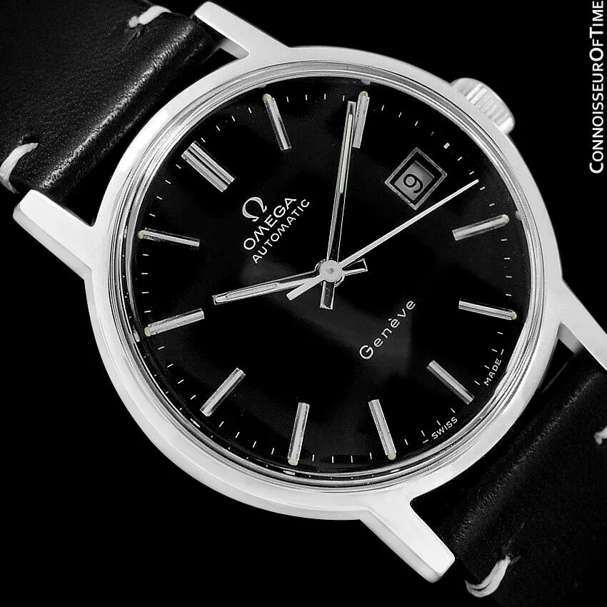 1973 Omega Geneve Vintage Mens Automatic Watch with Quick-Setting Date - Stainless Steel
