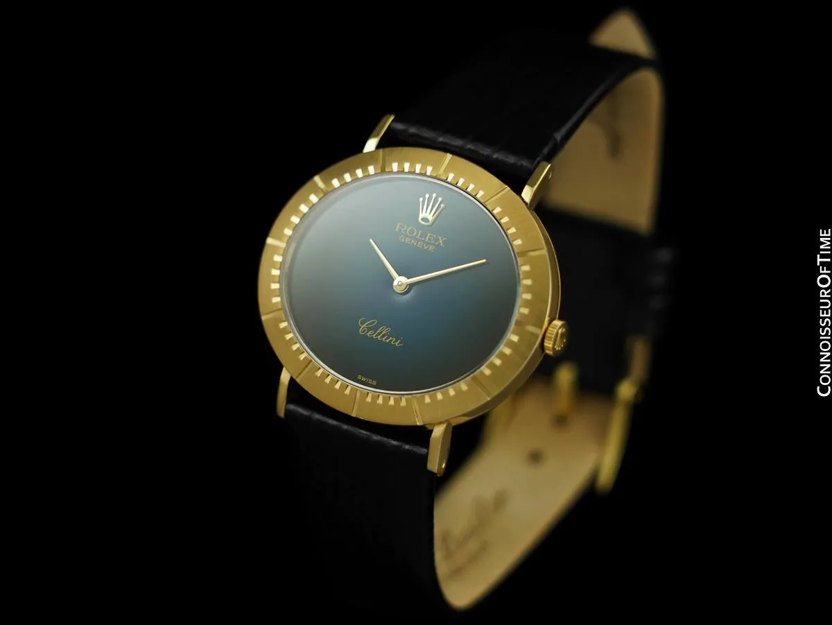 1973 Rolex Cellini Vintage Mens Handwound TV Watch with Vignette Dial, Ref. 4083 - 18K Gold