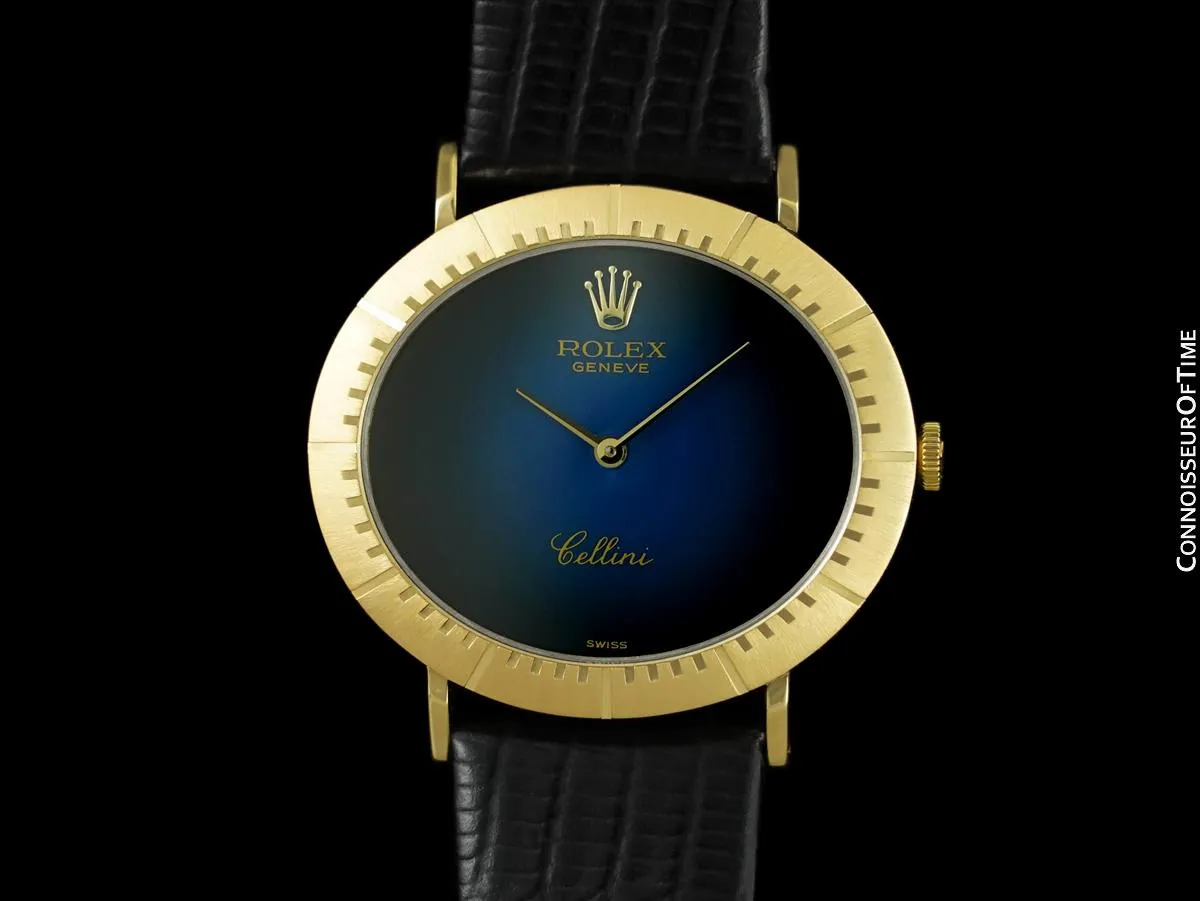 1973 Rolex Cellini Vintage Mens Handwound TV Watch with Vignette Dial, Ref. 4083 - 18K Gold