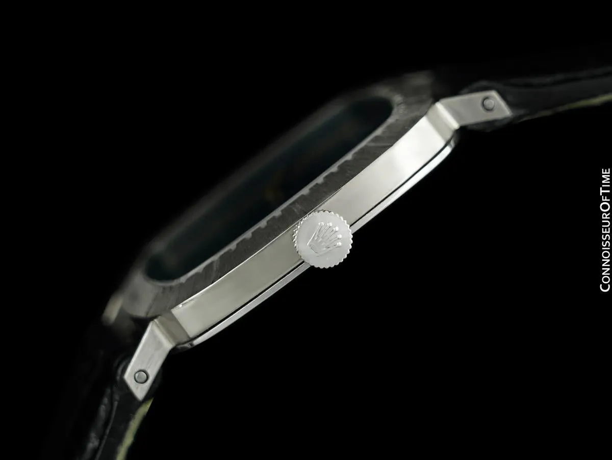 1973 Rolex Cellini Vintage Mens Midsize Handwound TV Watch, Ref. 4084 - 18K White Gold