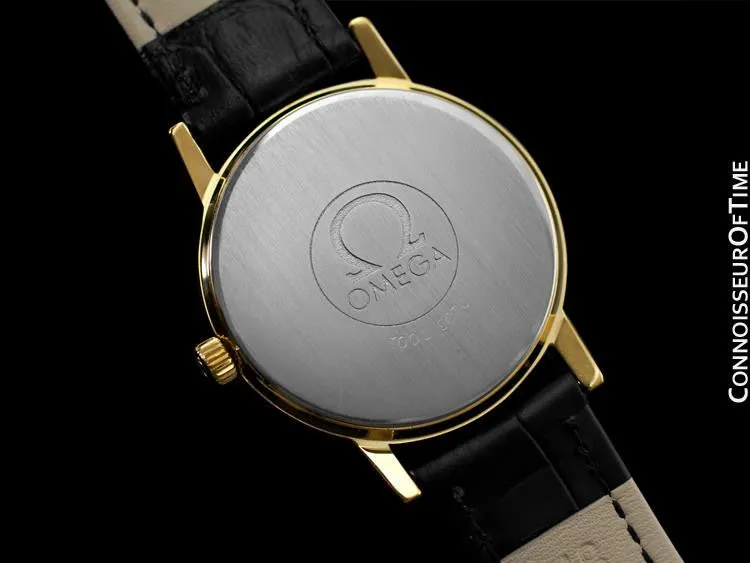 1974 Omega Geneve Vintage Mens Watch, Quick-Setting Date - 18K Gold Plated & Stainless Steel