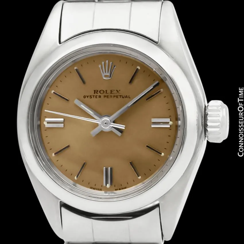 1976 Rolex Vintage Ladies Oyster Perpetual Ref. 6724 Copper Dial Watch - Stainless Steel