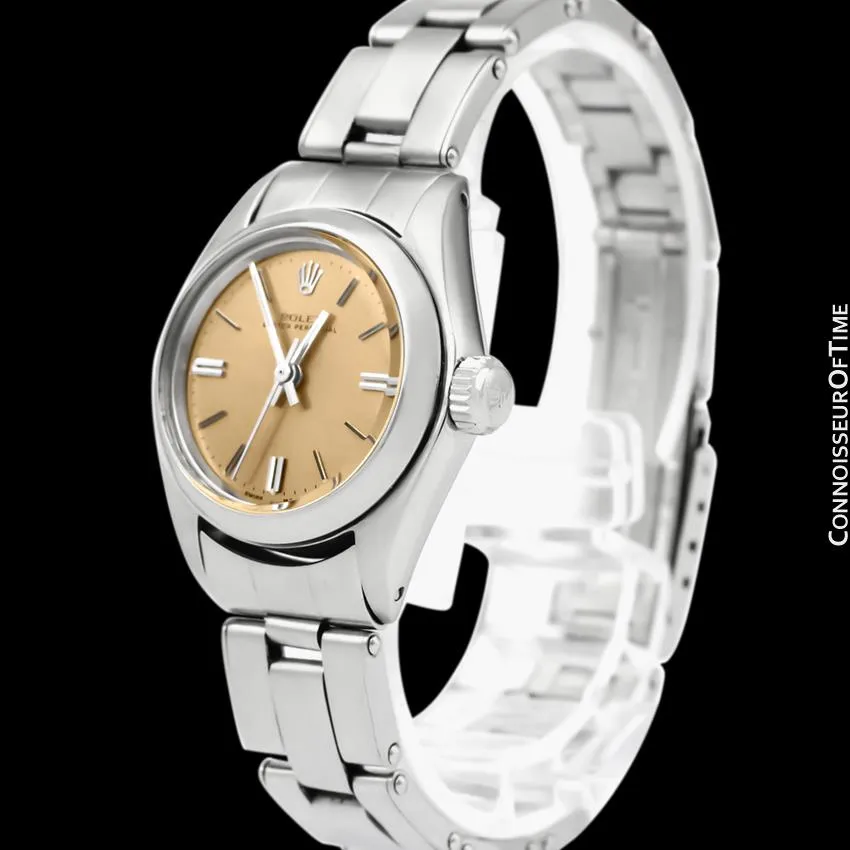 1976 Rolex Vintage Ladies Oyster Perpetual Ref. 6724 Copper Dial Watch - Stainless Steel