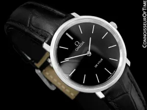 1977 Omega De Ville Vintage Mens Handwound Black Dial Dress Watch - Stainless Steel