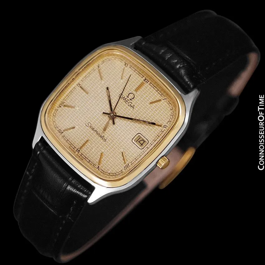 1985 Omega Seamaster Brest Vintage Mens Retro Quartz Watch - Stainless Steel & 18K Gold Plated