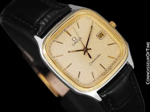 1985 Omega Seamaster Brest Vintage Mens Retro Quartz Watch - Stainless Steel & 18K Gold Plated