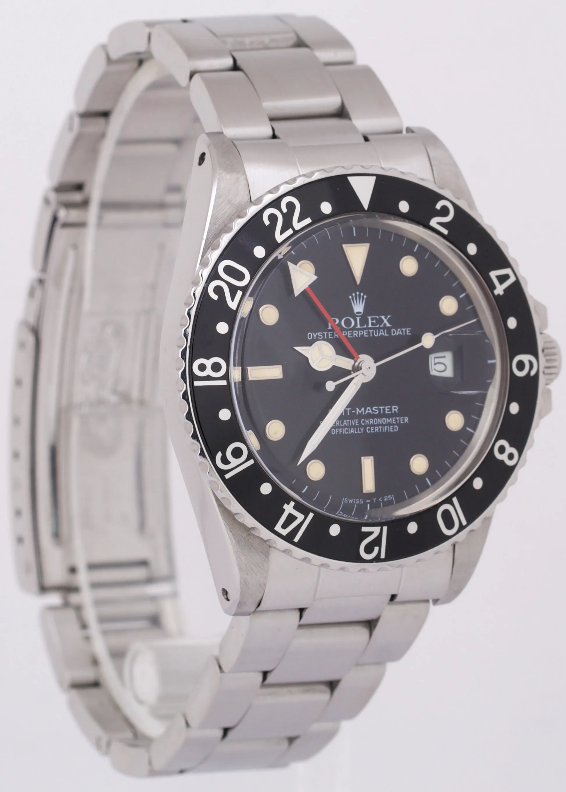 1985 Rolex GMT-Master Black Red PATINA Date Stainless Steel Oyster 16750 Watch