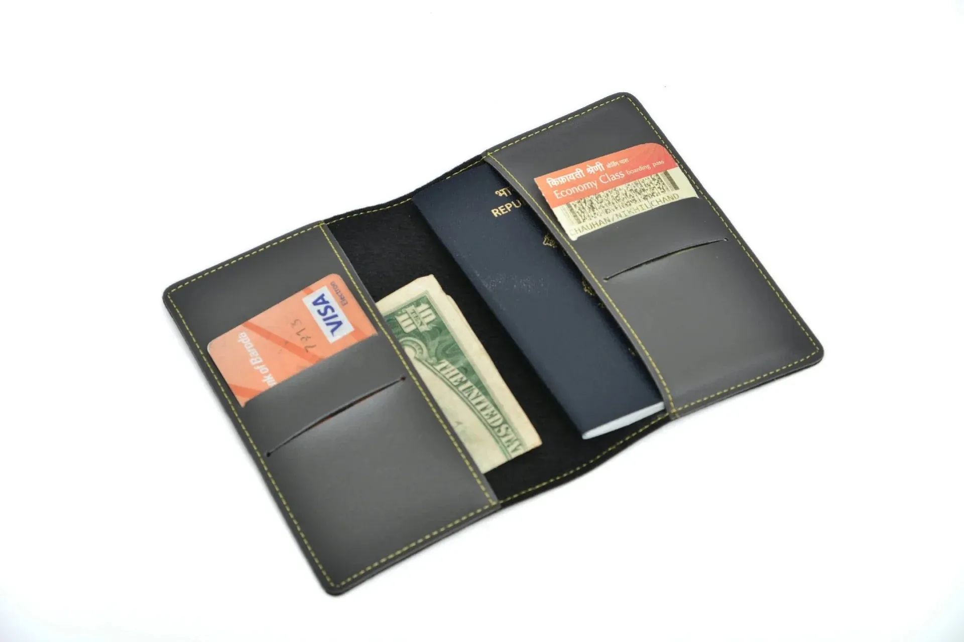 2024 Diwali Combo 5.0 (Classy Hardcover Diary   Faux Leather Keychain with Hook    Faux Leather Passport Cover    Faux Leather Eyewear   Unisex Sleek Wallet   Ferrero Rocher   Diya   Dryfruit Jar  Classic Metal Pen) - Grey