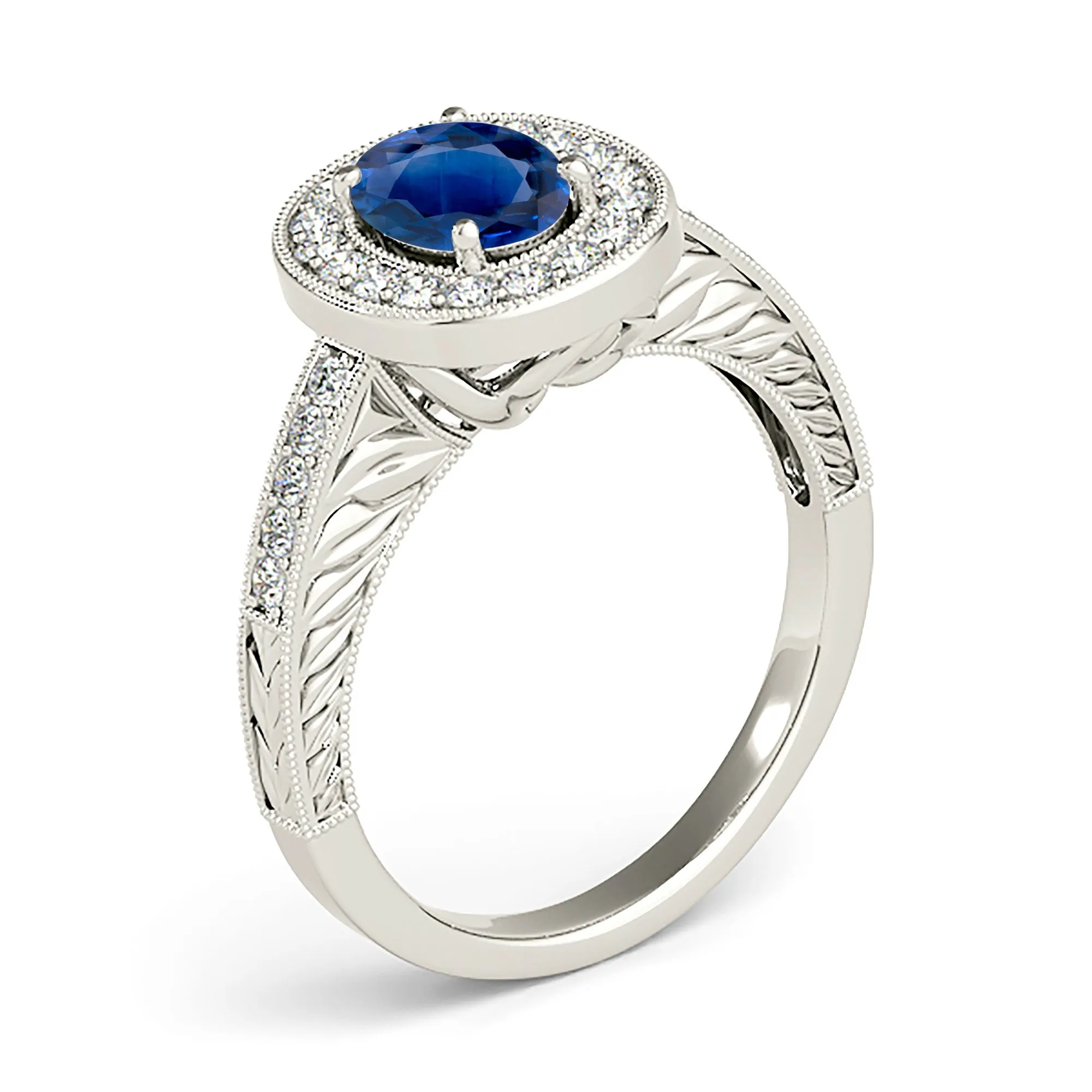 2.10 ct. Genuine Blue Oval Sapphire Ring Halo Style