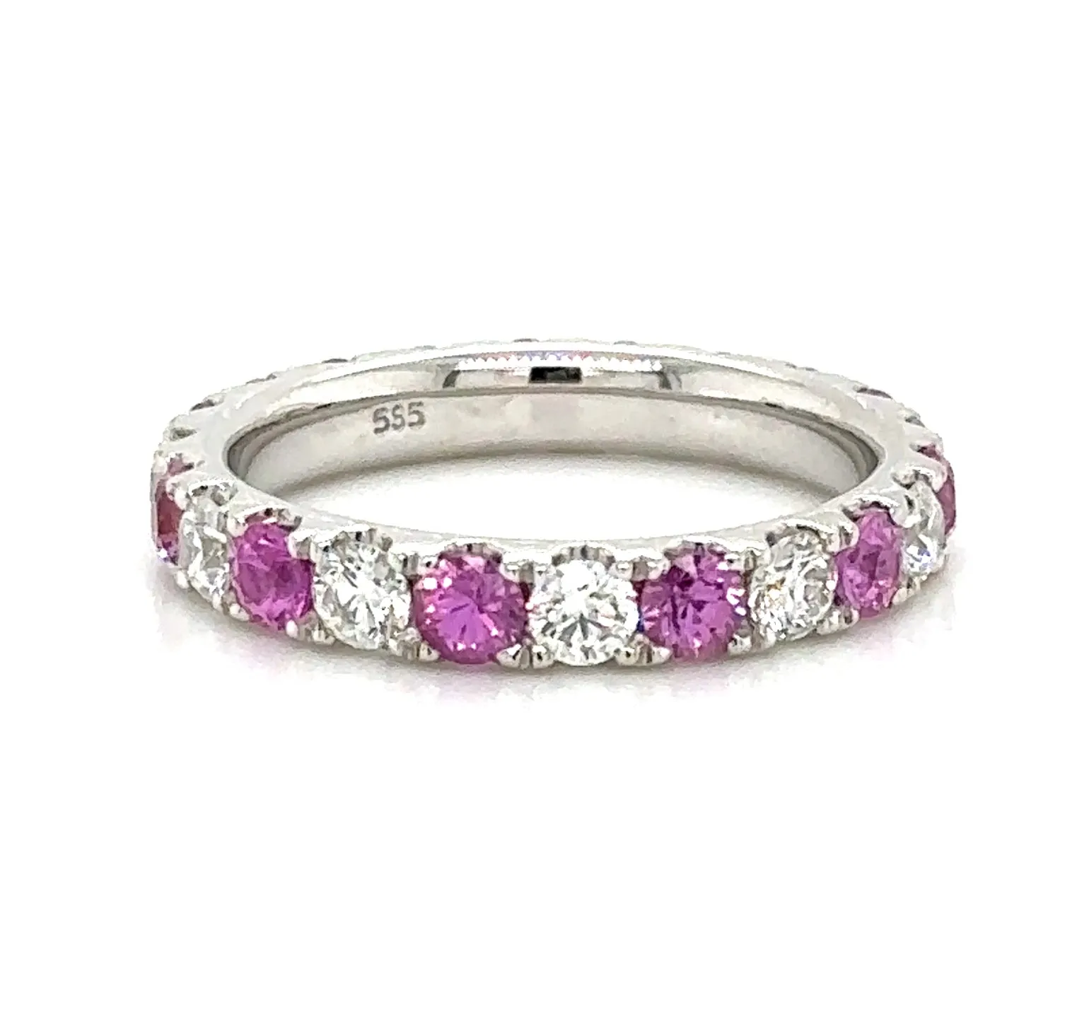 2.11carat Alternating Diamond And Pink Sapphire Band