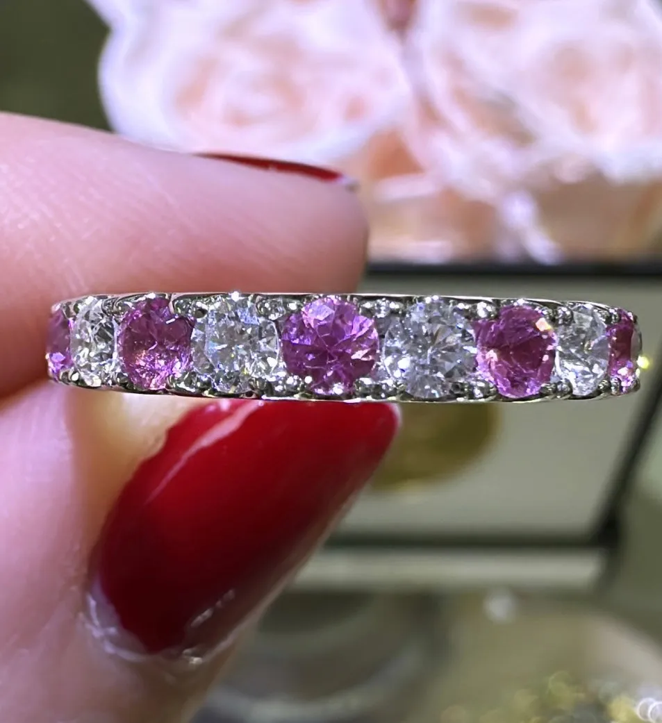 2.11carat Alternating Diamond And Pink Sapphire Band