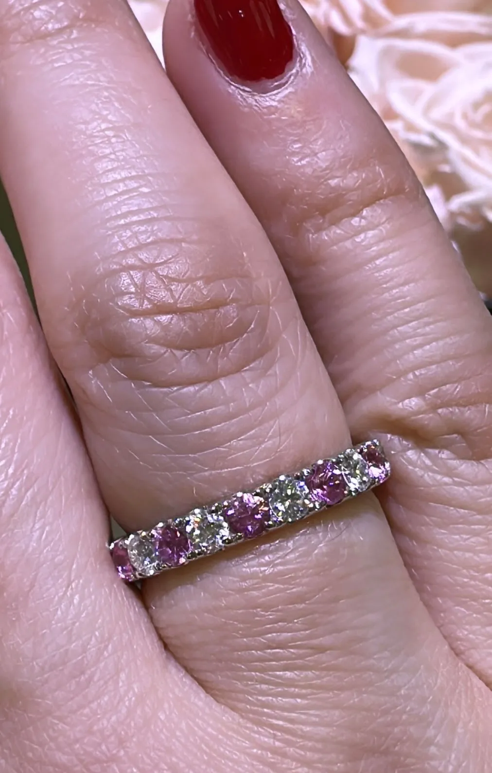 2.11carat Alternating Diamond And Pink Sapphire Band