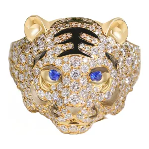 2.25CTW Diamond and Sapphire 3D Tiger Ring