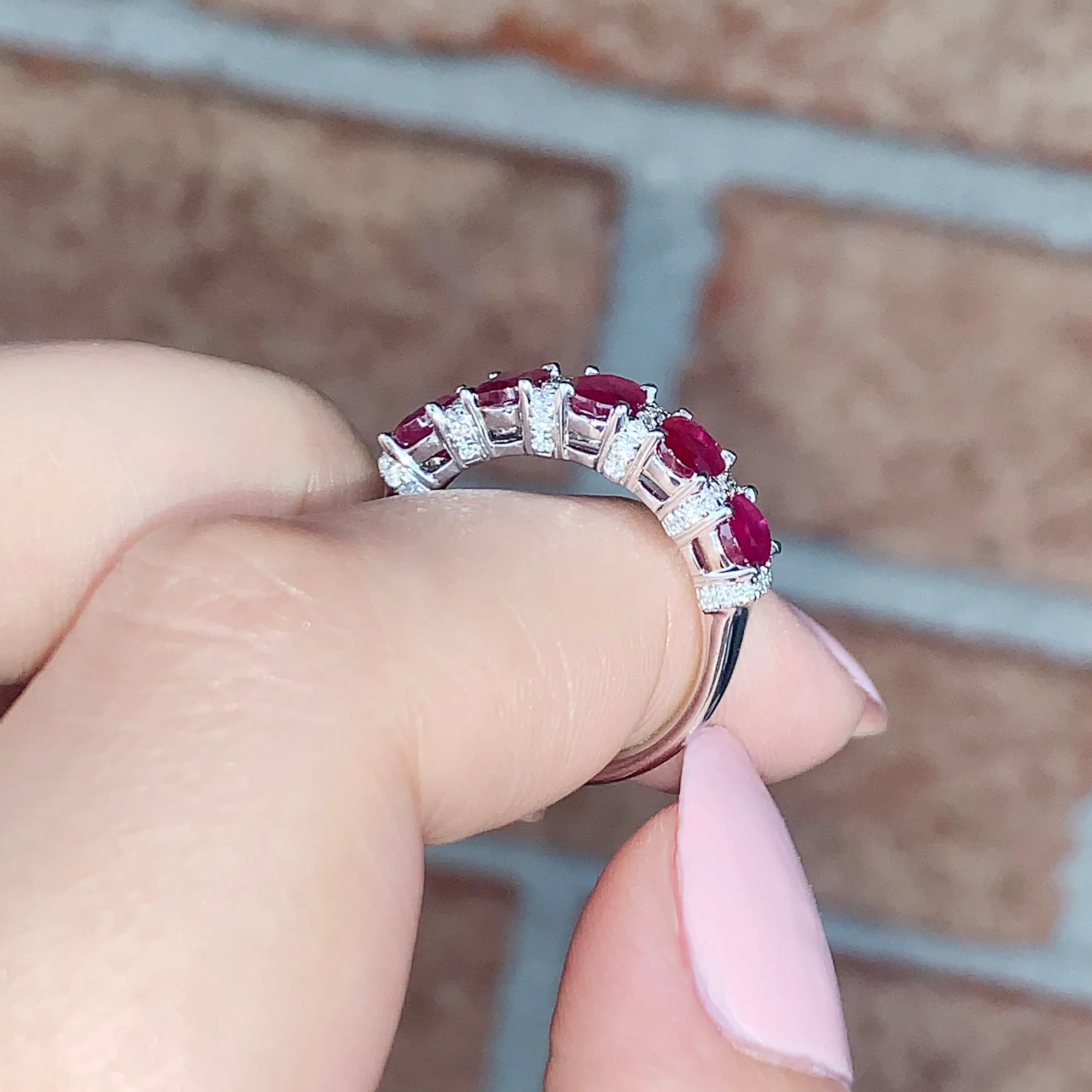 2.30 ctw. Genuine Oval Ruby Band With Diamonds
