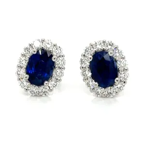 2.62carat Diamond and Blue Sapphire Stud Earrings