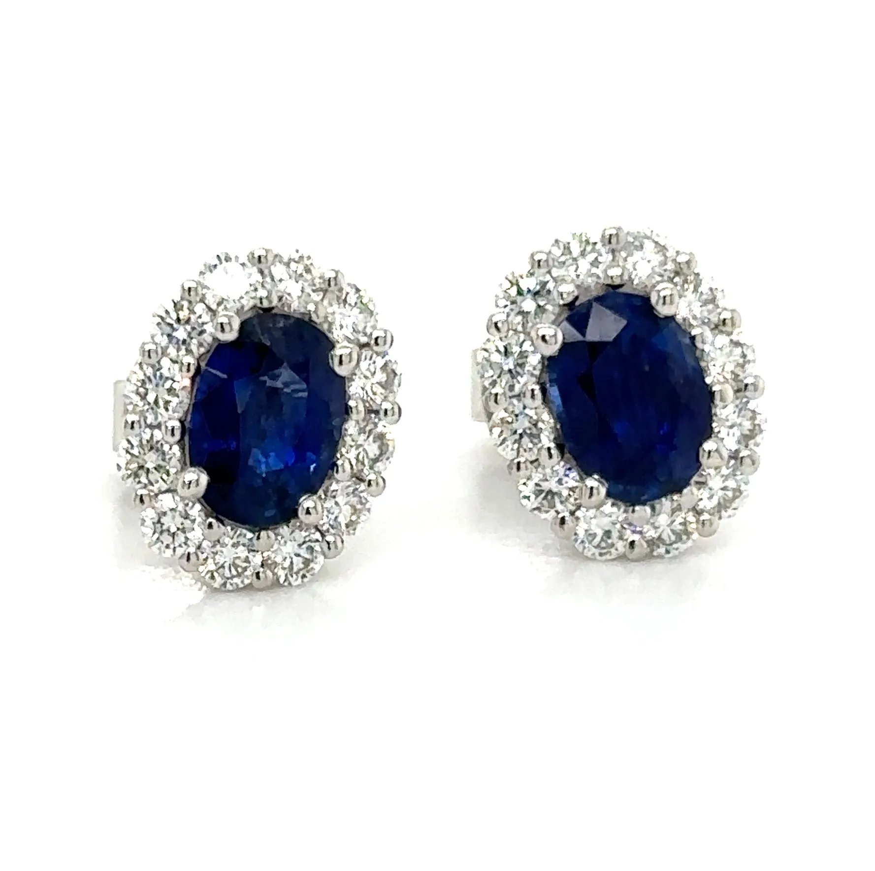 2.62carat Diamond and Blue Sapphire Stud Earrings