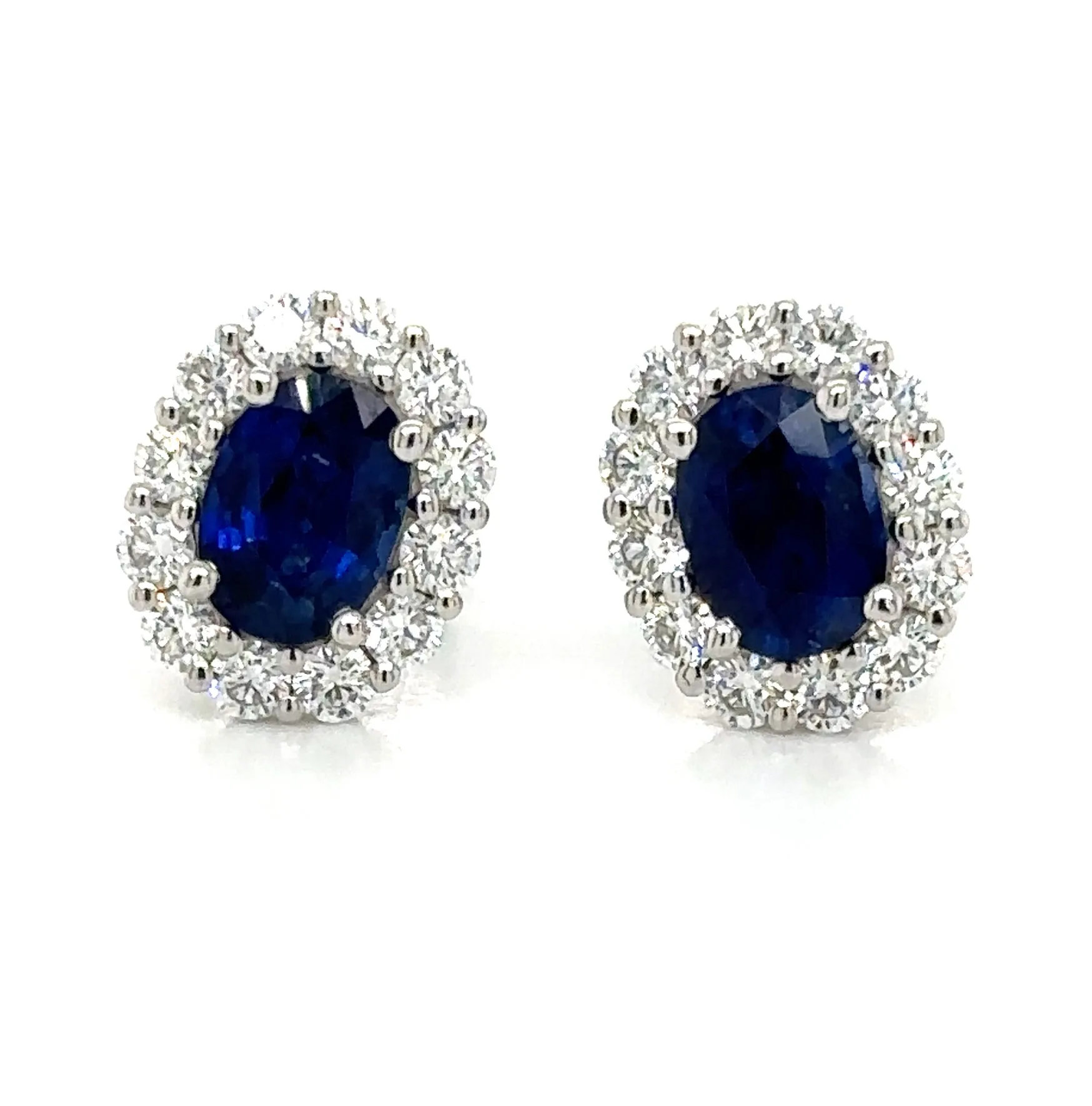 2.62carat Diamond and Blue Sapphire Stud Earrings