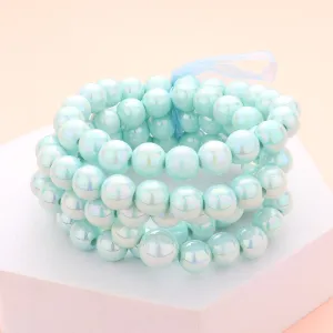 5 Piece Turquoise Metallic Layered Bangle Bracelets | Fun Fashion Jewelry |  594375