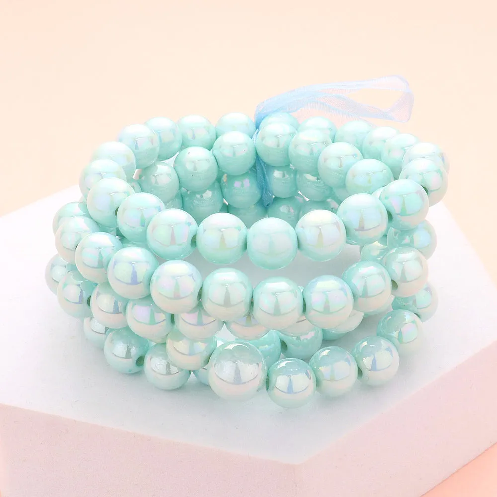 5 Piece Turquoise Metallic Layered Bangle Bracelets | Fun Fashion Jewelry |  594375