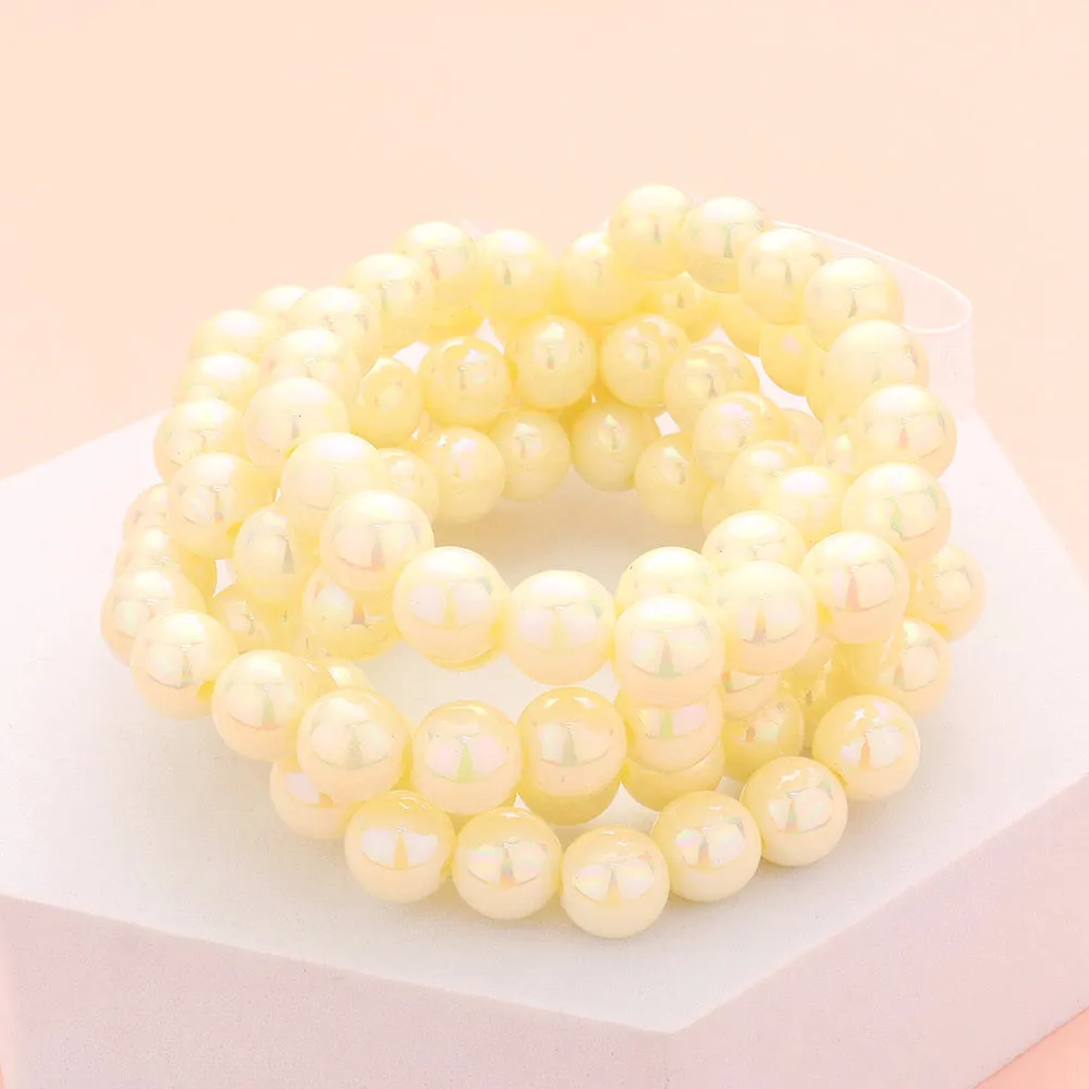 5 Piece White Metallic Layered Bangle Bracelets | Fun Fashion Jewelry |  594376