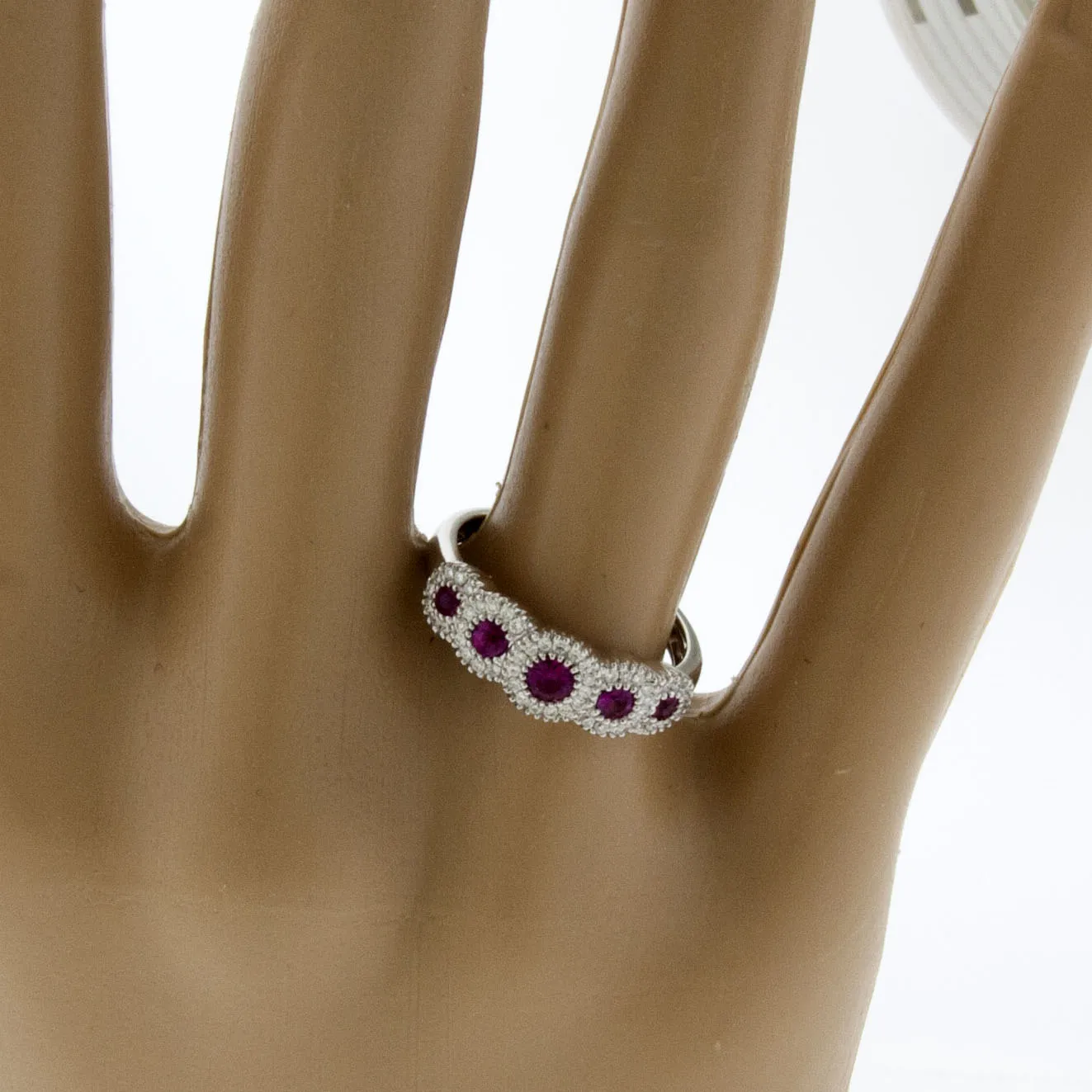 5 Round Blue Sapphire with Diamond Accent Ring