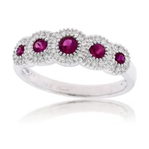 5 Round Blue Sapphire with Diamond Accent Ring