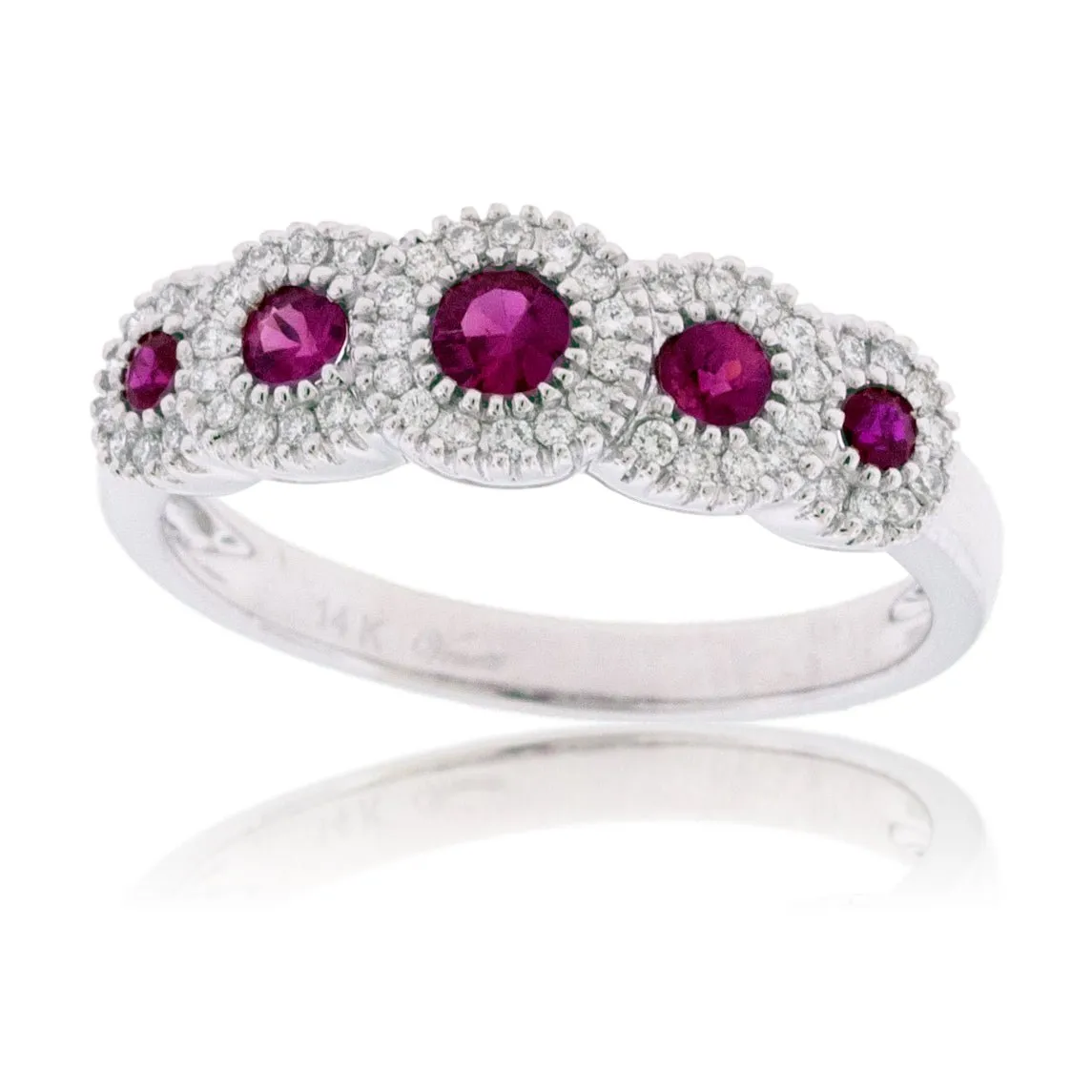 5 Round Blue Sapphire with Diamond Accent Ring