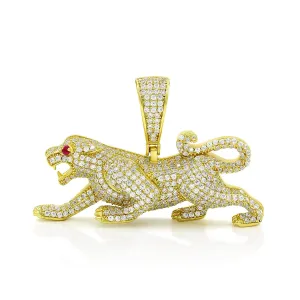 925 Sterling Silver Micro Pave 3D Panther Pendant Only