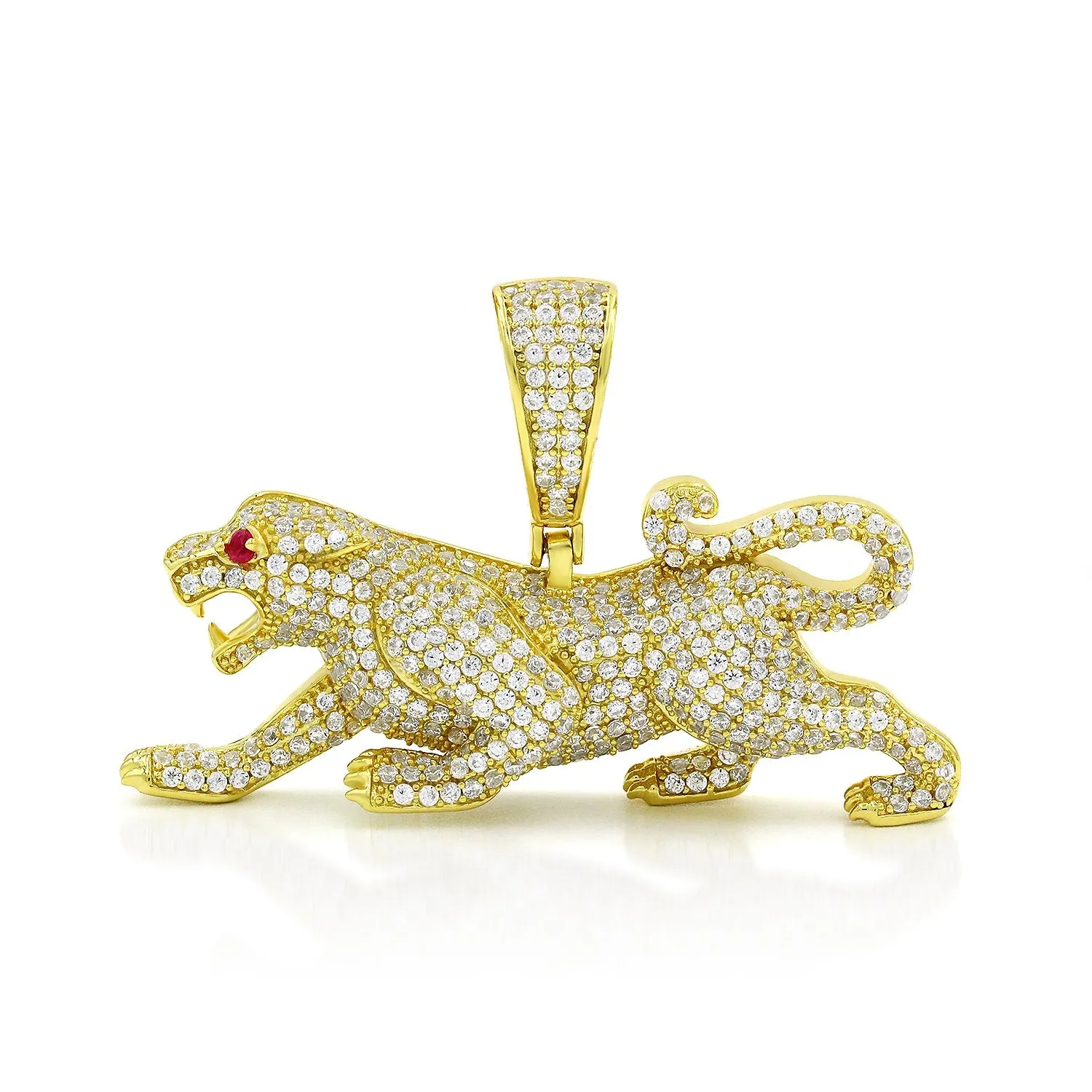 925 Sterling Silver Micro Pave 3D Panther Pendant Only