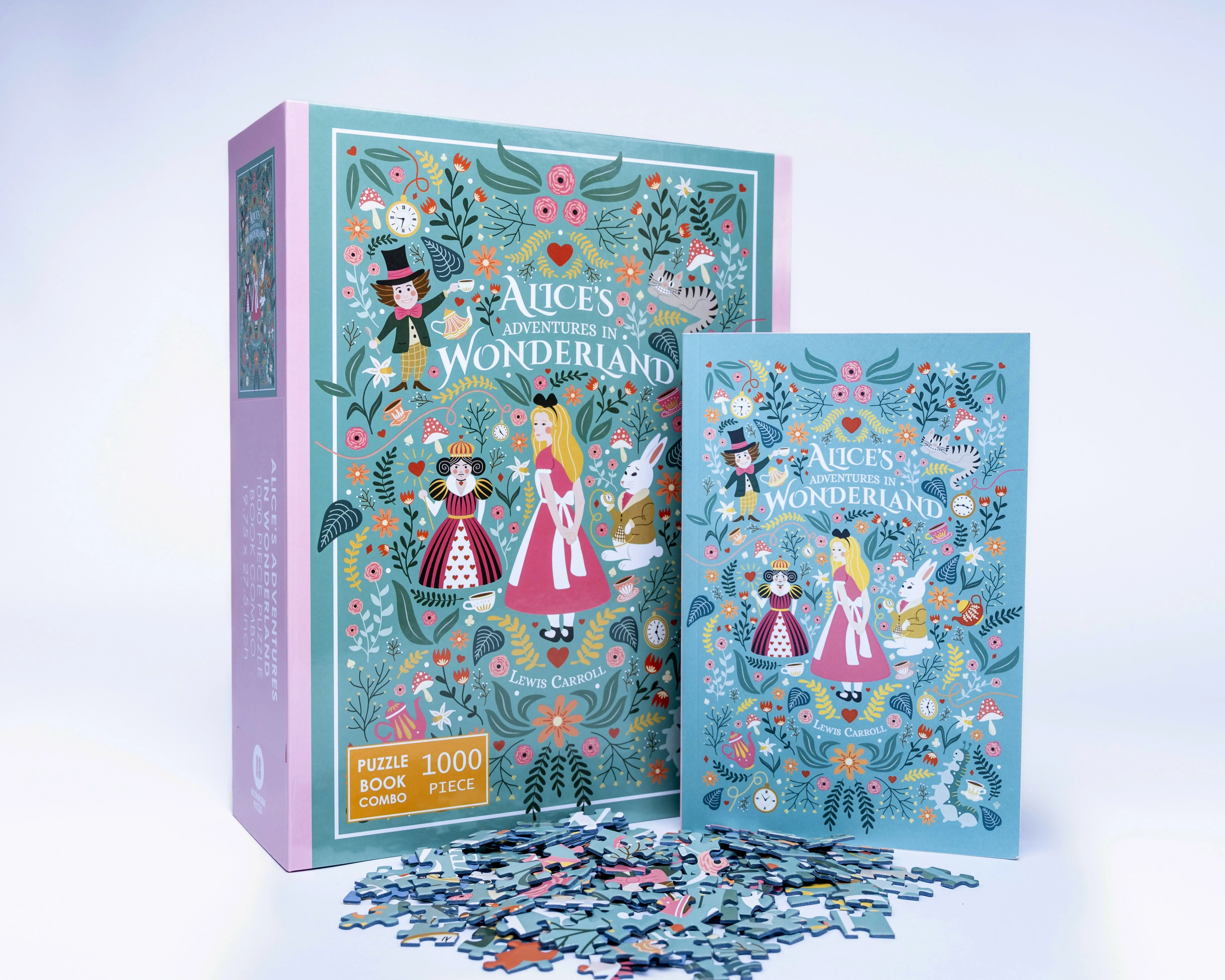 Alice's Adventures in Wonderland 1000 piece puzzle book combo