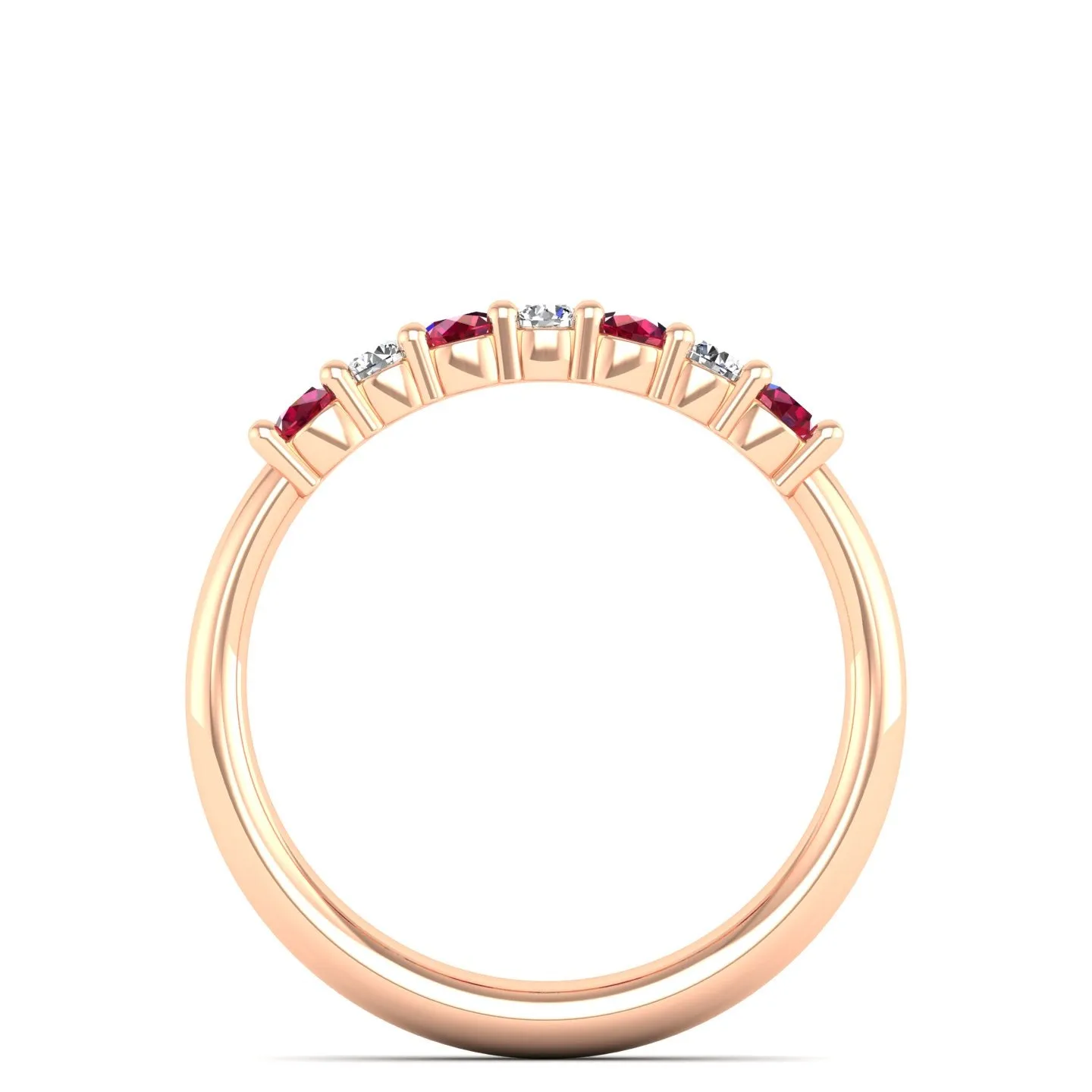 Alternating 7-Stone Ruby and Diamond Ring