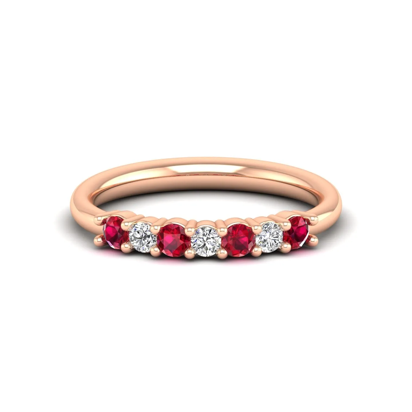 Alternating 7-Stone Ruby and Diamond Ring